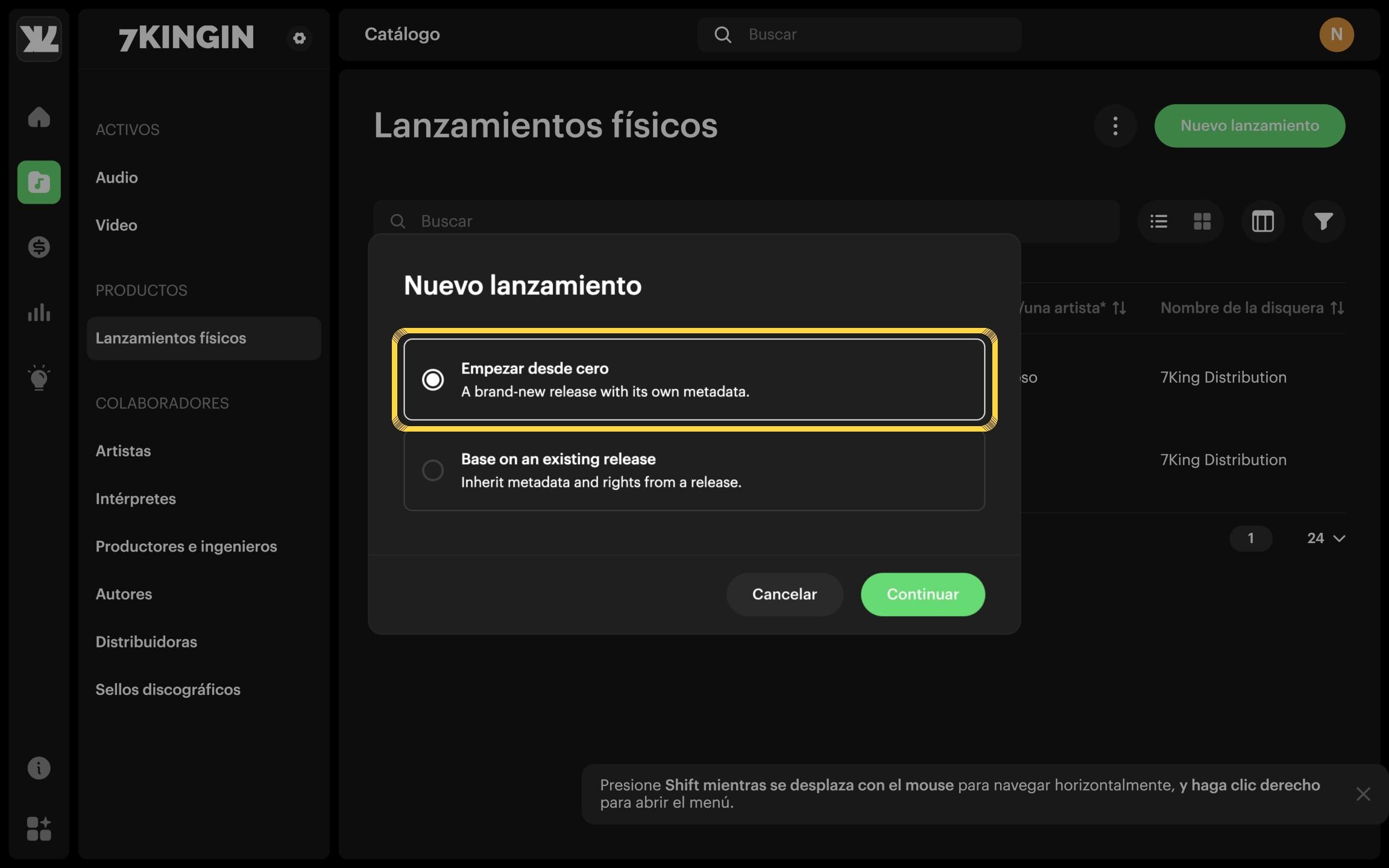 Paso 3: Elige «Empezar desde cero»