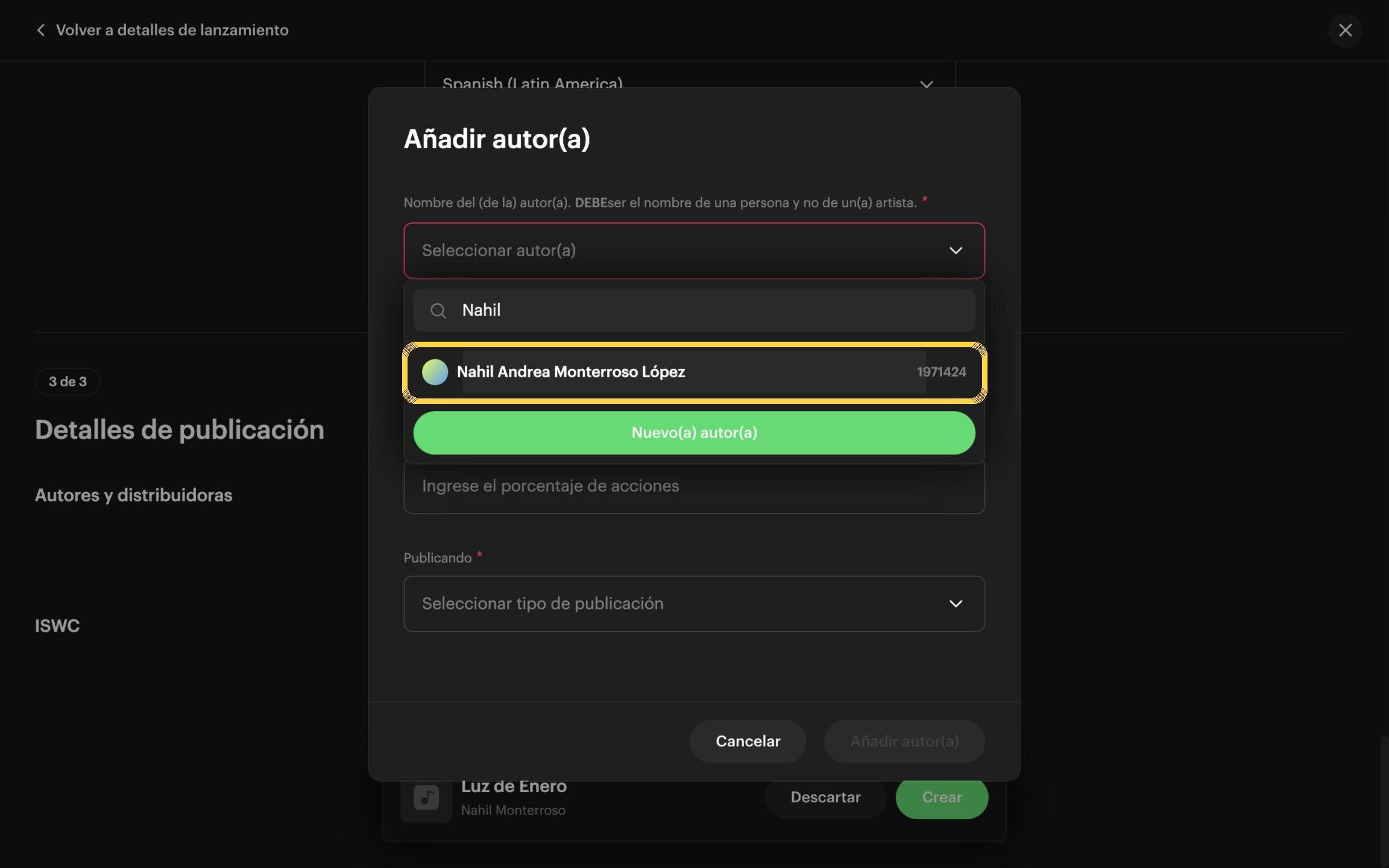 Paso 28: Haz clic en el nombre del autor