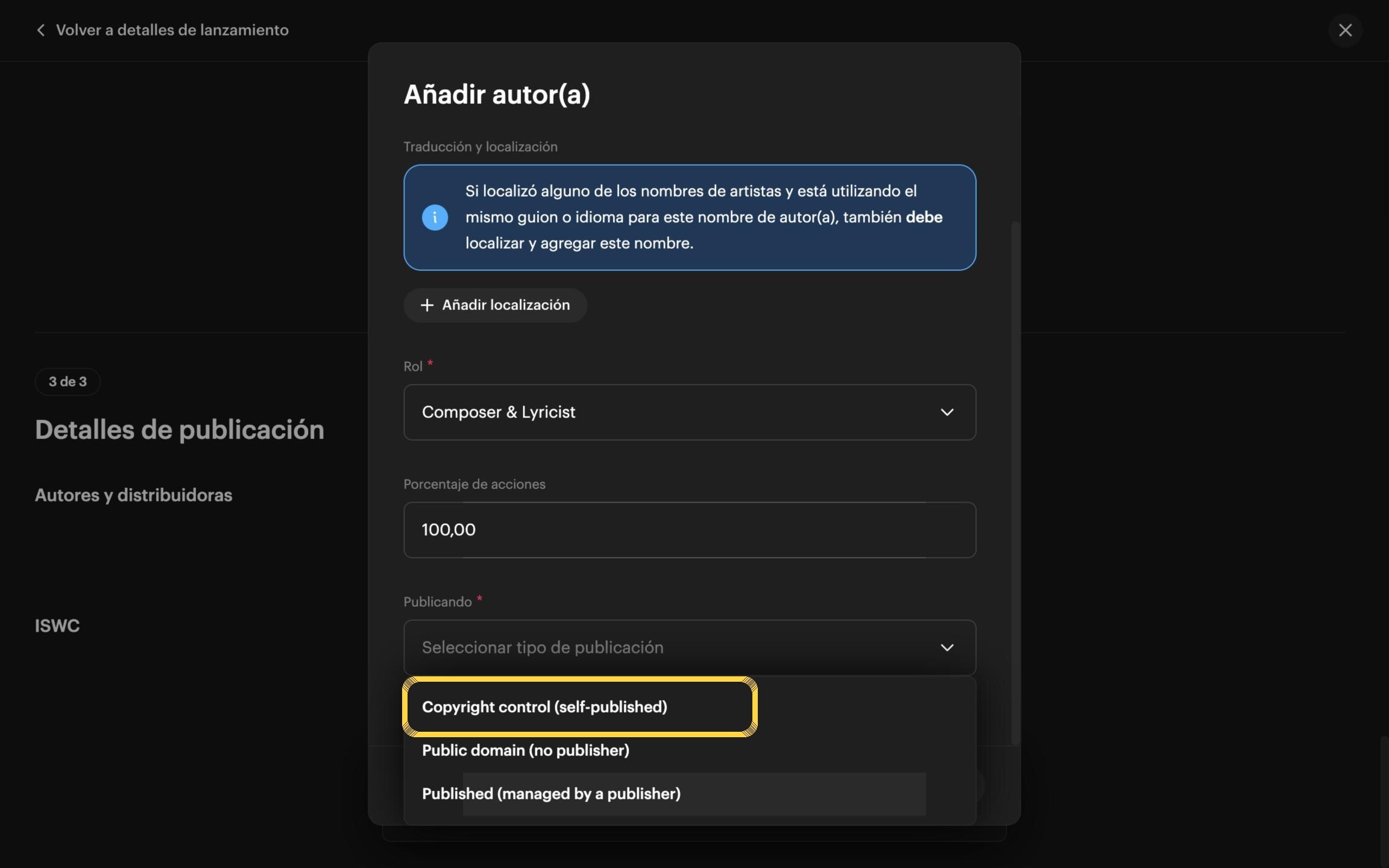 Paso 33: Elige el tipo de publicación