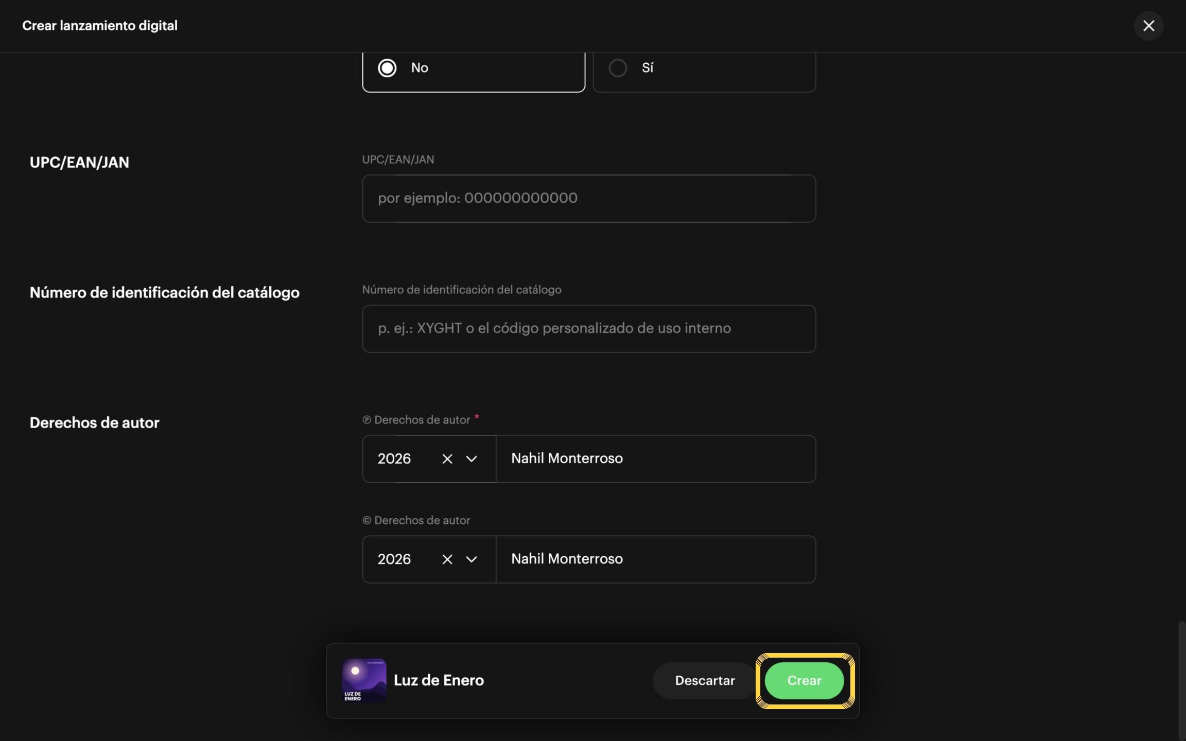 Paso 46: Haz clic en «Crear»